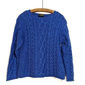 Carraig Donn Irish Sweater Blue Merino Wool Sz M